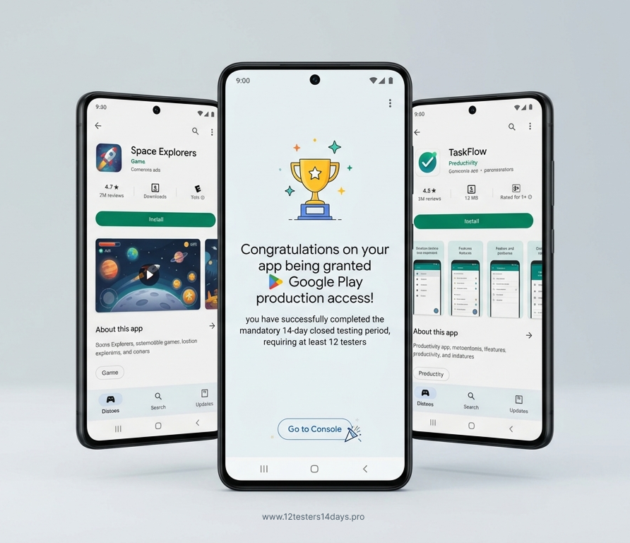 Get 12 Testers for 14 Days · Google Play Console Closed Testing